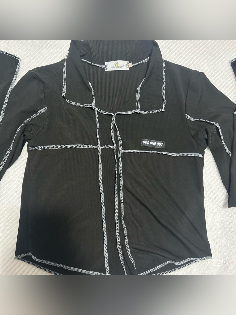Amazon Black Polo Top with White Contrast Stitching